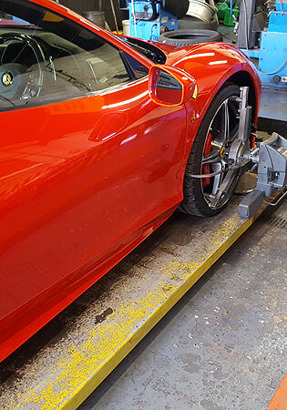 Ferrari 458 Italia - wheel tracking at A&M Tyres, Wigan.